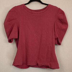 Anthropologie Puff Sleeve Short Sleeve Tee in Deep Rose